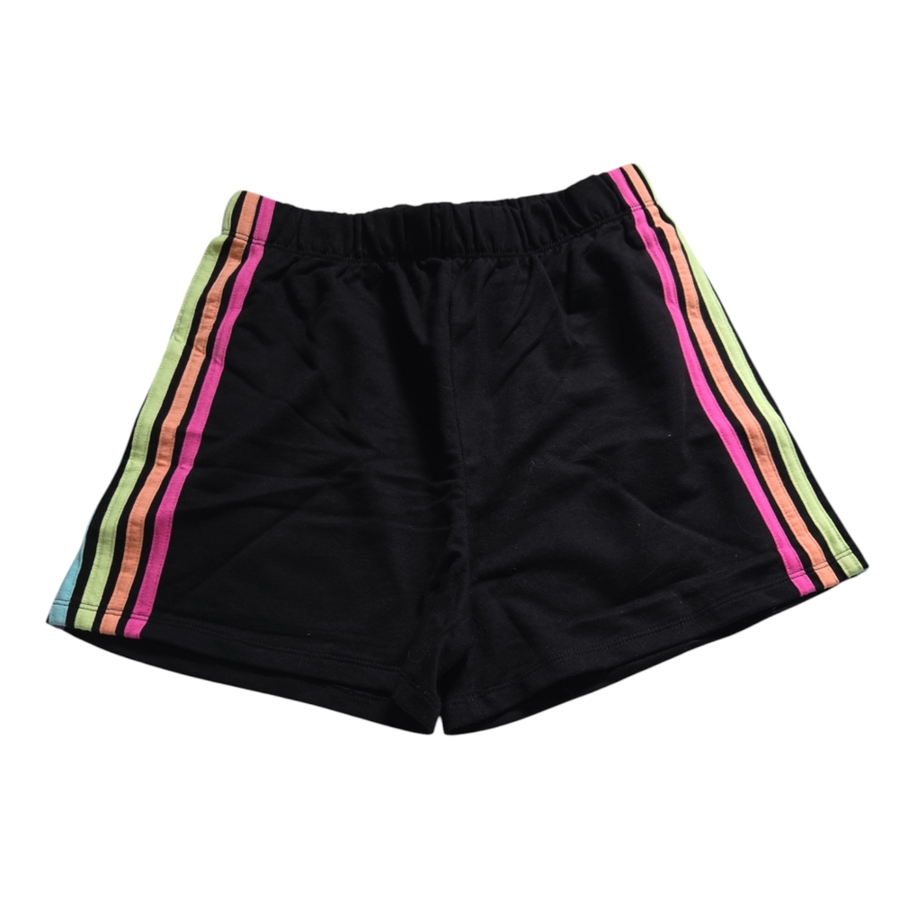 Sugar And Jade Black Athletic Shorts with Vibrant Stripes